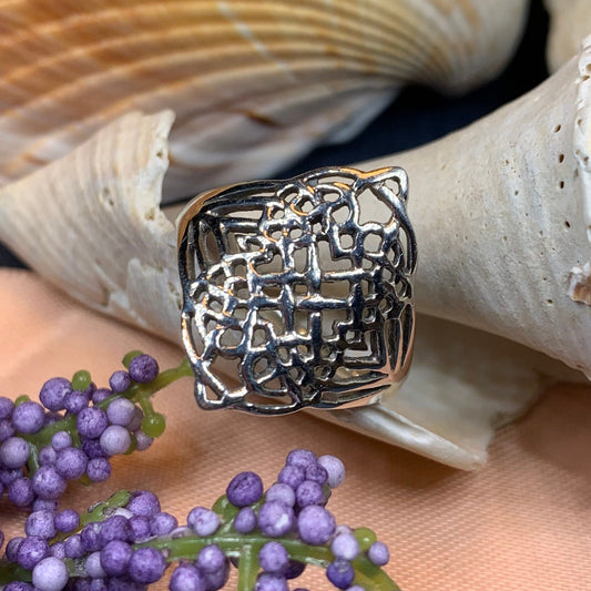Celtic Knot Ring, Boho Statement Ring, Irish Jewelry, Large Celtic Ring, Irish Ring, Irish Dance Gift, Anniversary Gift, Wiccan Ring