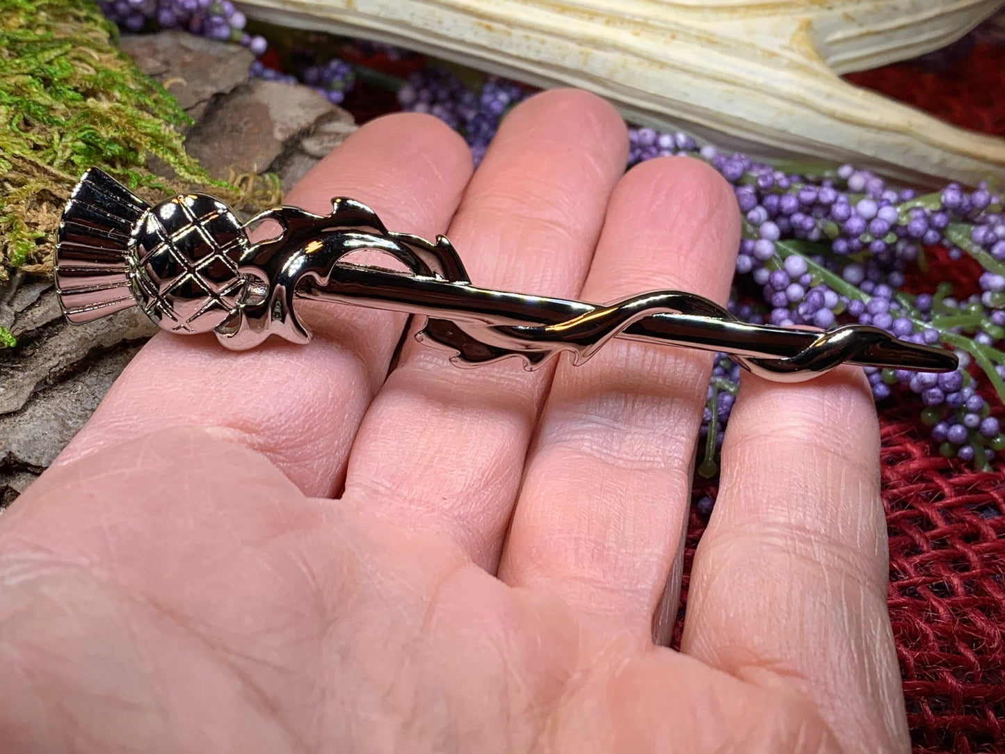 Scrolling Leaf Thistle Kilt Pin — view 6