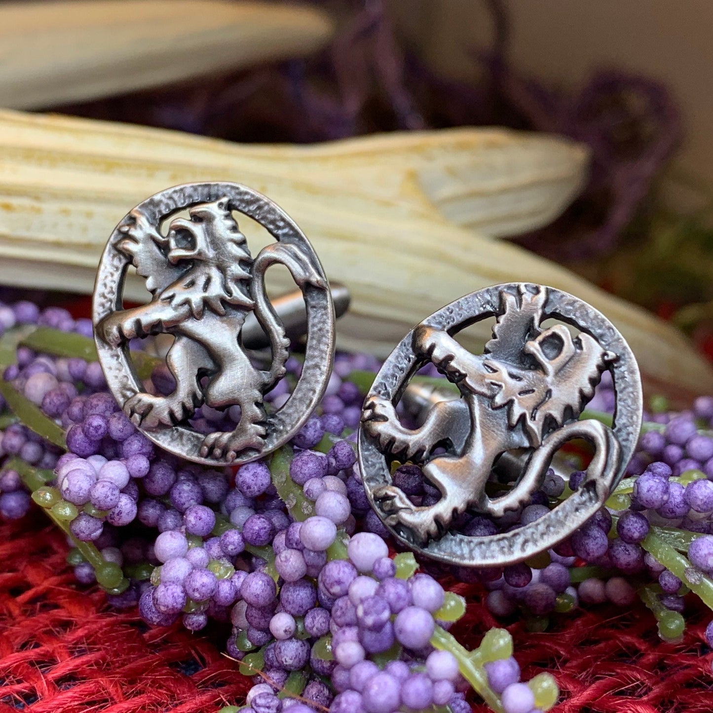 Lion of Scotland Cufflinks - Handmade in Scotland — view 3