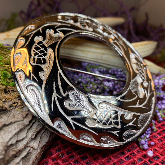 Thistle Brooch, Celtic Jewelry, Scottish Jewelry, Scotland Brooch, Celtic Brooch, Anniversary Gift, Celtic Pin, Extra Large Plaid Pin