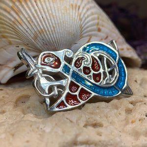Celtic Bird Brooch, Celtic Jewelry, Irish Jewelry, Scotland Brooch, Zoomorphic Brooch, Celtic Knot Pin, Ireland Gift, Norse Pin, Enamel Pin