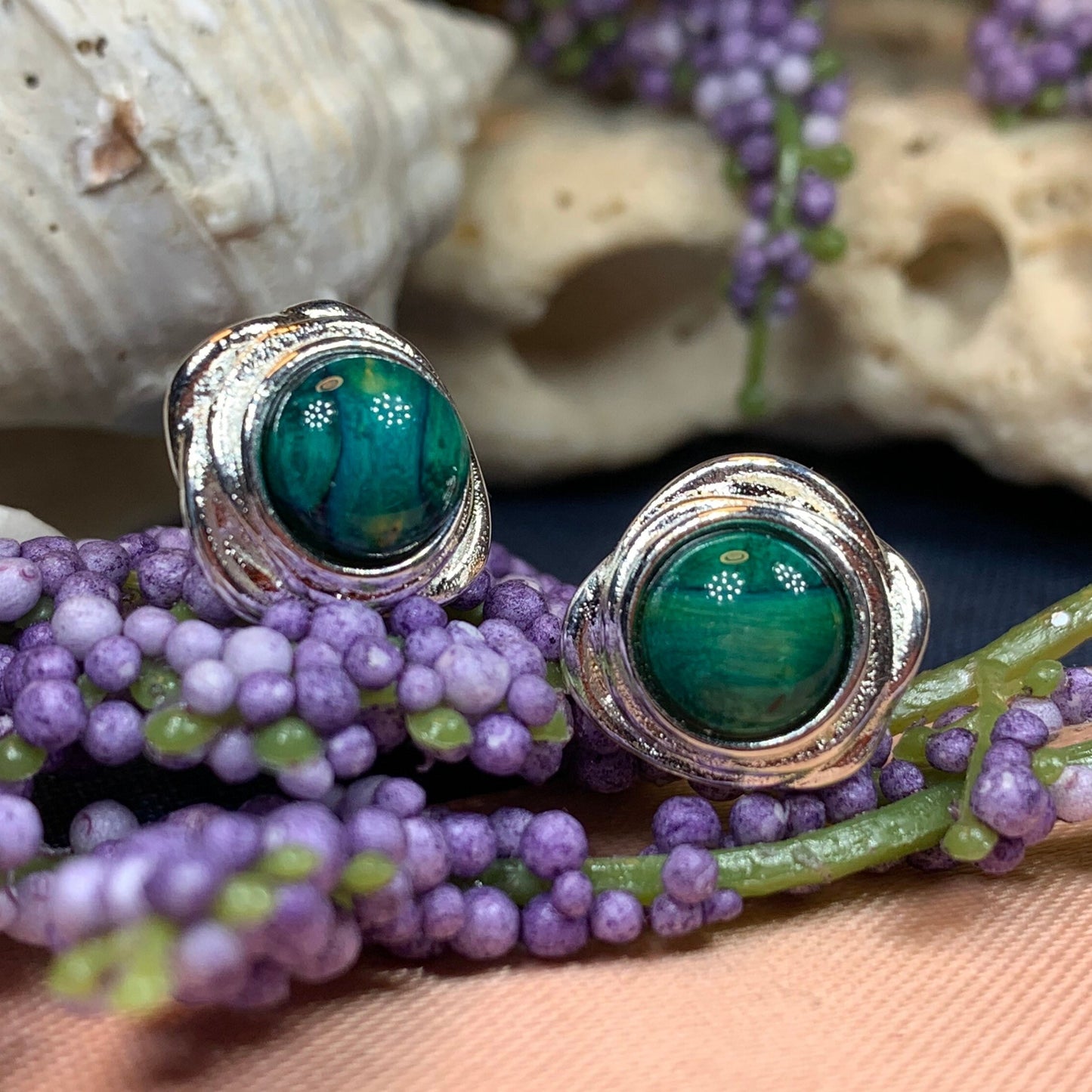 Celtic Heathergems Post Earrings - Handmade in Scotland — view 2
