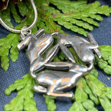 Load image into Gallery viewer, Rabbit Necklace, Triple Hare Necklace, Celtic Jewelry, Animal Jewelry, Nature Necklace, Hare Jewelry, Runner Gift, Mom Gift, Sister Gift
