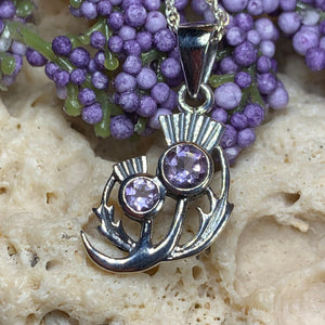 Thistle Necklace, Outlander Jewelry, Scotland Jewelry, Celtic Jewelry, Sister Gift, Mom Gift, Wife Gift, Anniversary Gift, Amethyst Pendant