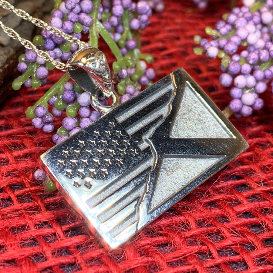 Scottish American Flag Pendant, Scotland Flag Necklace, American Flag Necklace, Scotland Jewelry, Saltire Jewelry, Bagpiper Gift, Patriotic