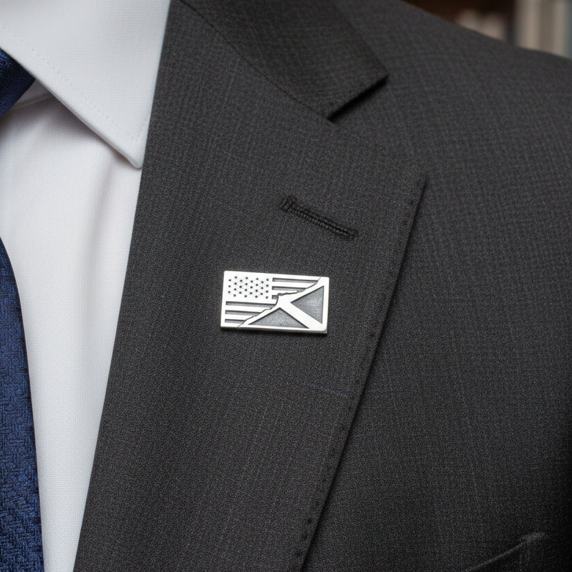 Scottish American Flag Pin in Sterling Silver — view 2