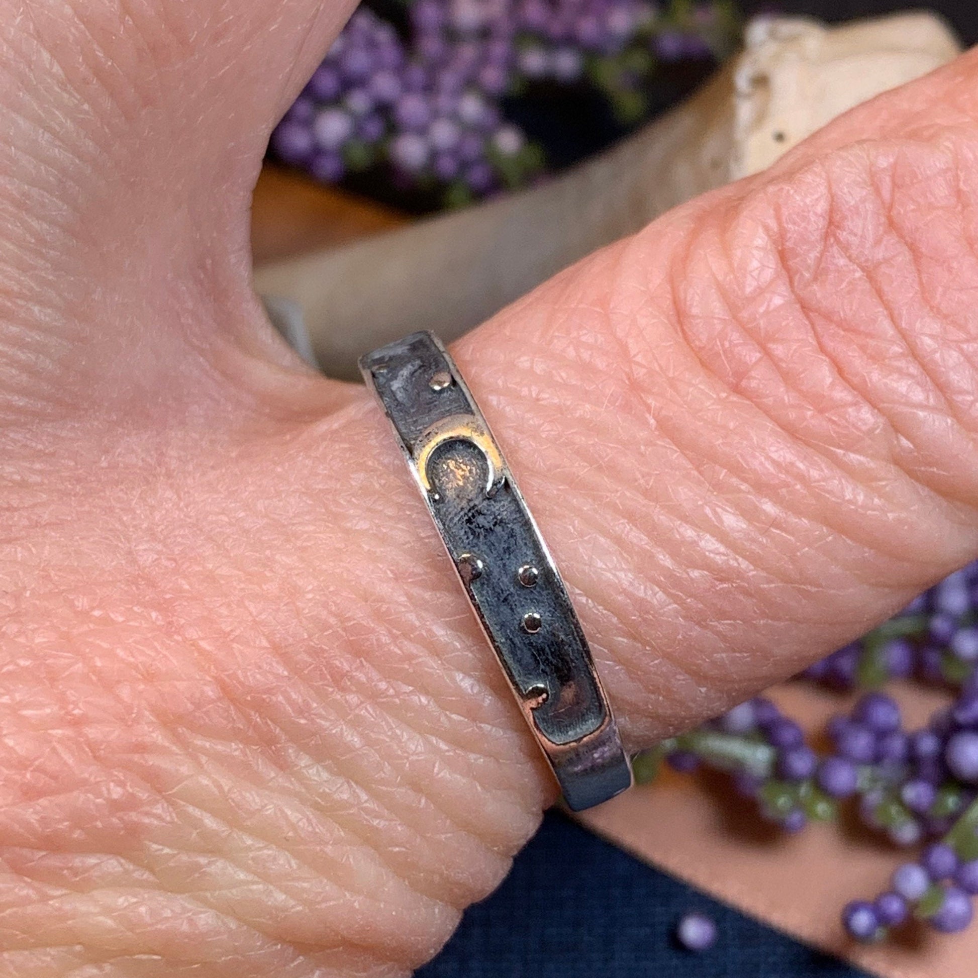 Minimalist Crescent Moon Ring in Sterling Silver — view 4