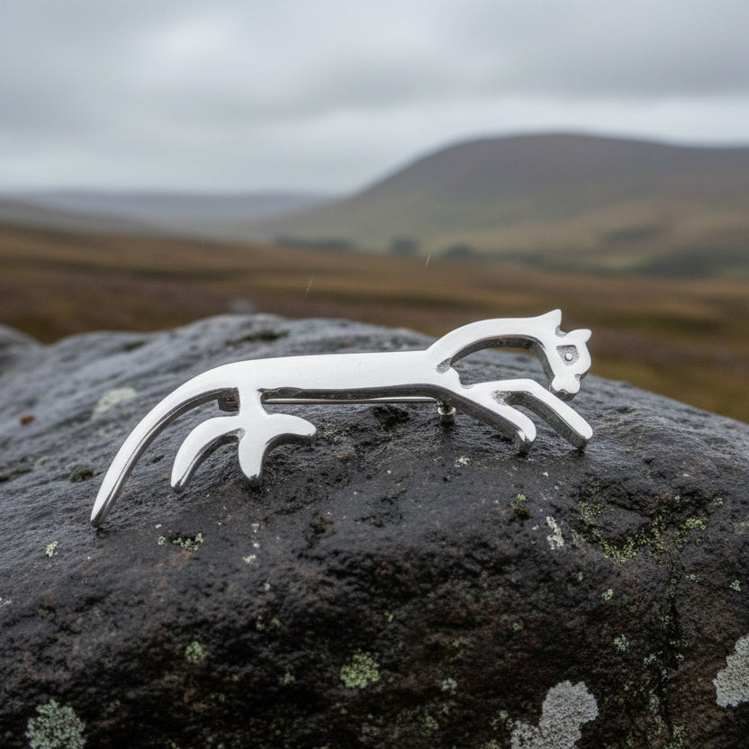 Celtic Horse Brooch, Uffington White Horse Pin, Horse Lover Gift, Animal Lover Gift, Nature Jewelry, Horseback Rider Gift, Equestrian Brooch