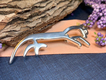 Load image into Gallery viewer, Celtic Horse Brooch, Uffington White Horse Pin, Horse Lover Gift, Animal Lover Gift, Nature Jewelry, Horseback Rider Gift, Equestrian Brooch
