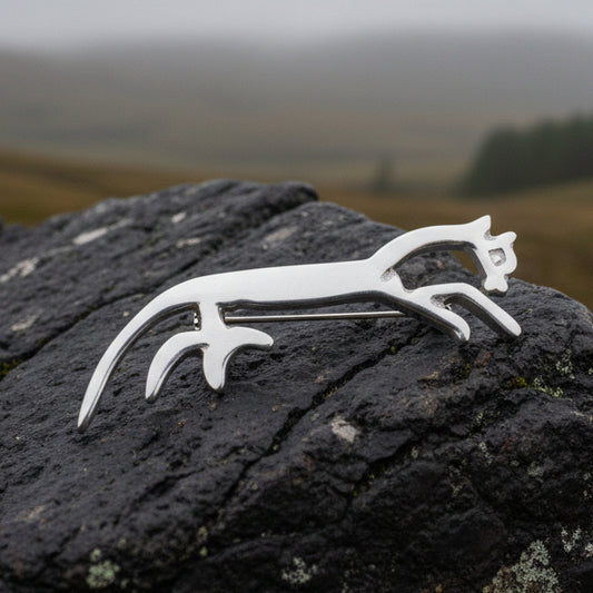 Celtic Horse Brooch, Uffington White Horse Pin, Horse Lover Gift, Animal Lover Gift, Nature Jewelry, Horseback Rider Gift, Equestrian Brooch