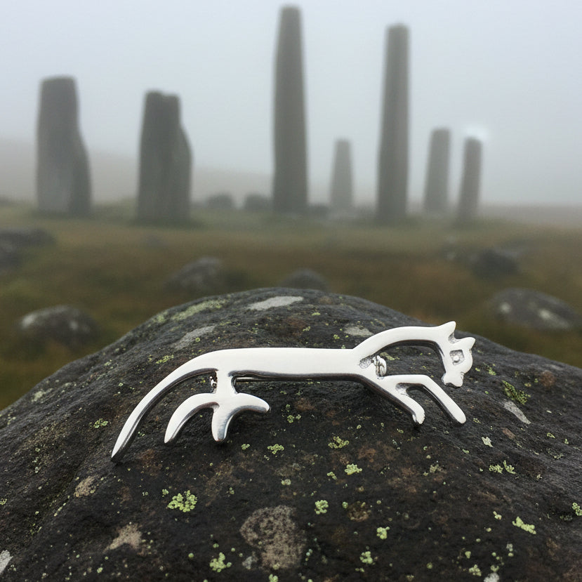 Celtic Horse Brooch, Uffington White Horse Pin, Horse Lover Gift, Animal Lover Gift, Nature Jewelry, Horseback Rider Gift, Equestrian Brooch