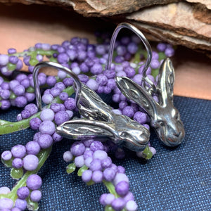 Rabbit Earrings, Nature Jewelry, Animal Jewelry, Hare Jewelry, Rabbit Dangle Earrings, Anniversary, Wife Gift, Friendship Gift, Runner Gift