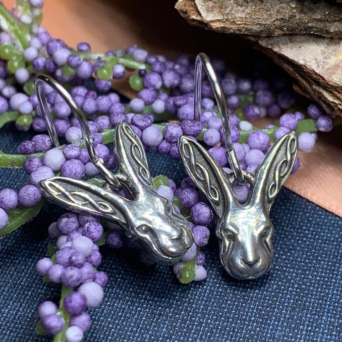 Rabbit Earrings, Nature Jewelry, Animal Jewelry, Hare Jewelry, Rabbit Dangle Earrings, Anniversary, Wife Gift, Friendship Gift, Runner Gift