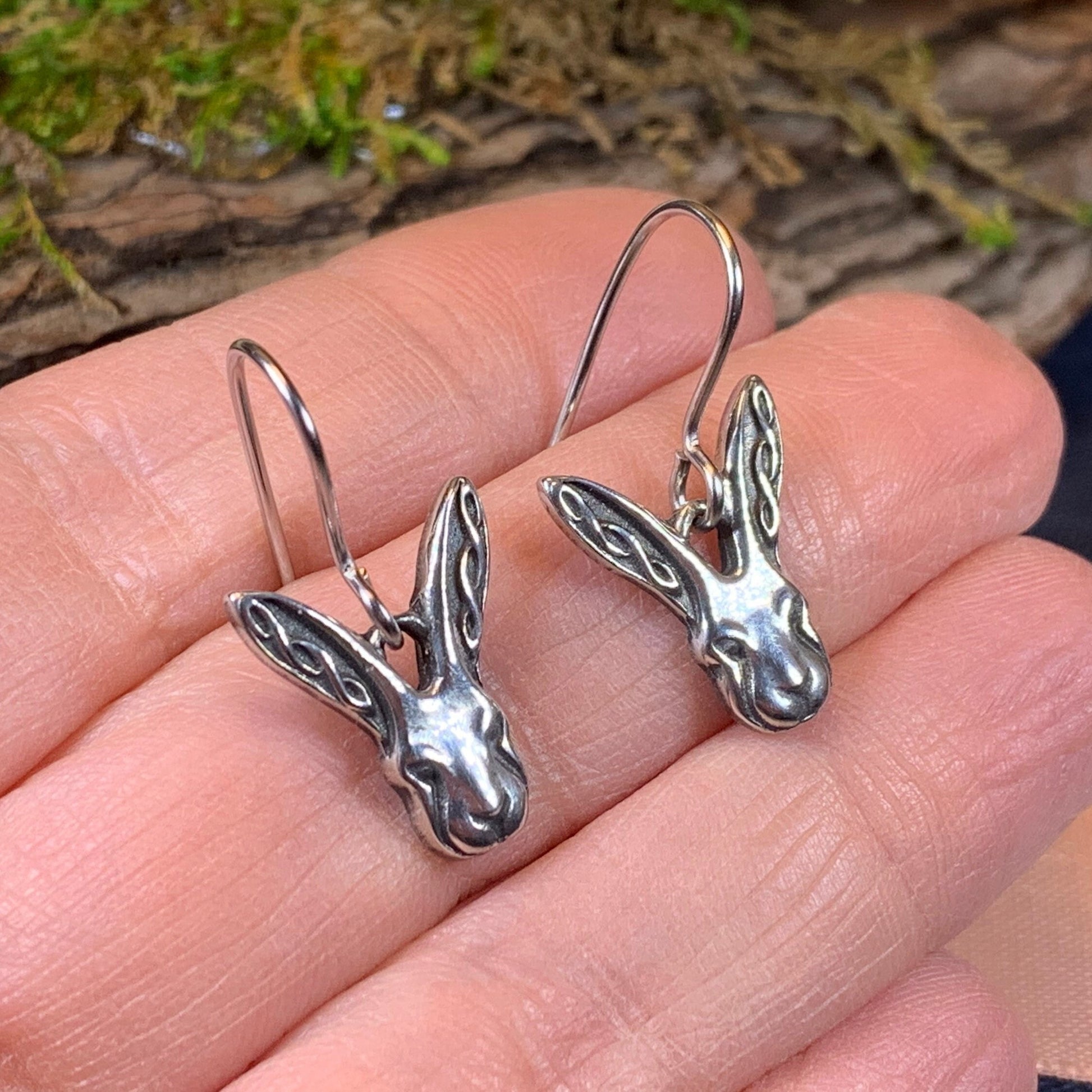 Rabbit Earrings, Nature Jewelry, Animal Jewelry, Hare Jewelry, Rabbit Dangle Earrings, Anniversary, Wife Gift, Friendship Gift, Runner Gift