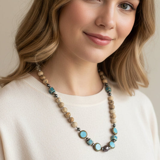 Wild Atlantic Way Necklace, Gemstone Jewelry, Boho Statement Necklace, Teacher Gift, Sister Gift, Girlfriend Gift, Mom Gift, Wife Gift