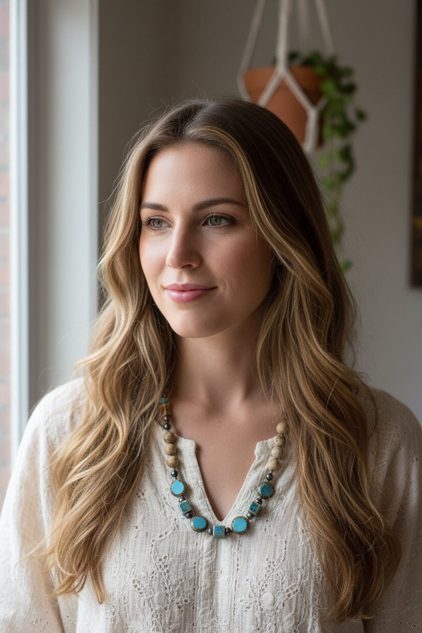 Wild Atlantic Way Necklace, Gemstone Jewelry, Boho Statement Necklace, Teacher Gift, Sister Gift, Girlfriend Gift, Mom Gift, Wife Gift