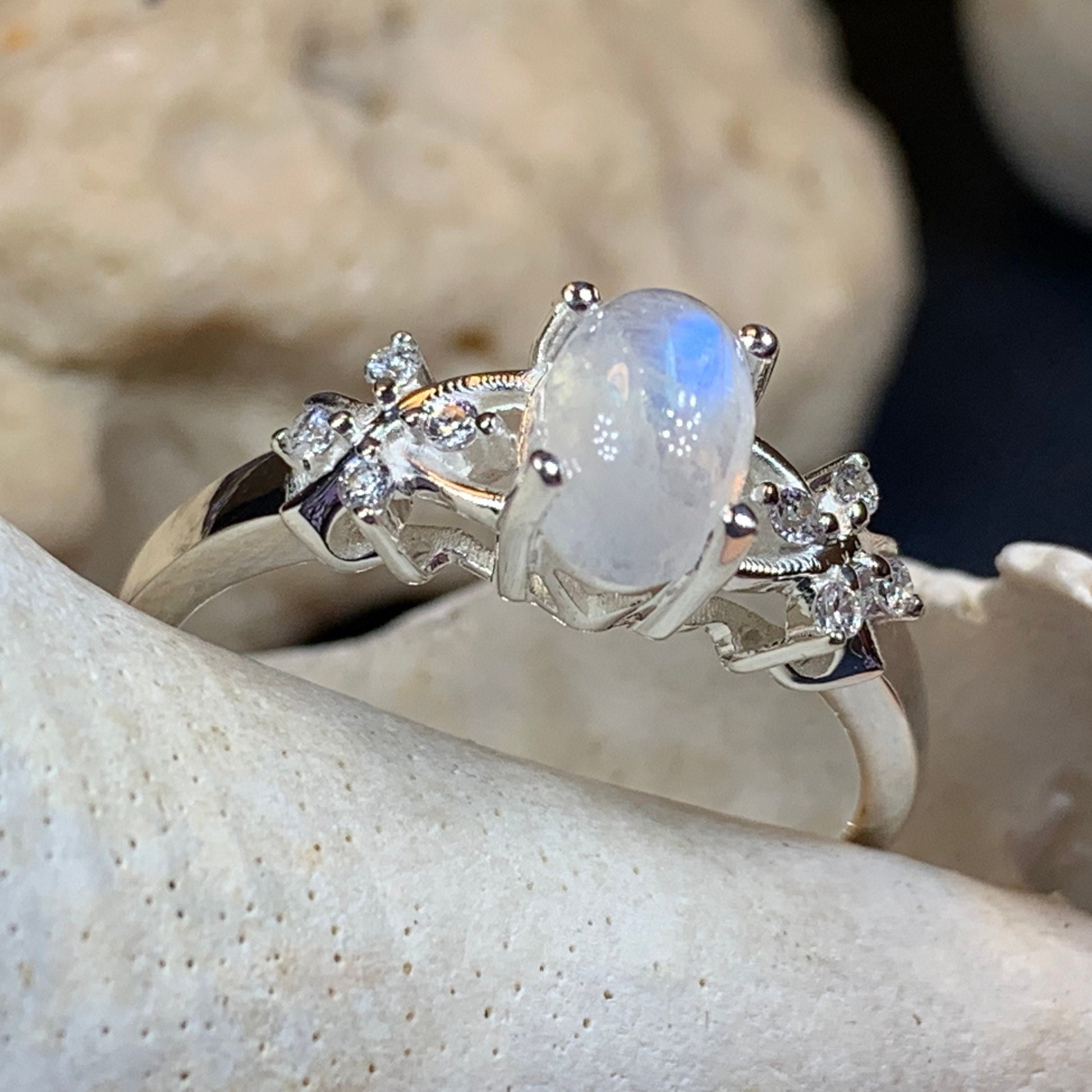 Moonstone Ring, Promise Ring, Engagement Ring, Commitment Ring, Anniversary Gift, Boho Statement Ring, Cocktail Ring, Wife Gift, Mom Gift