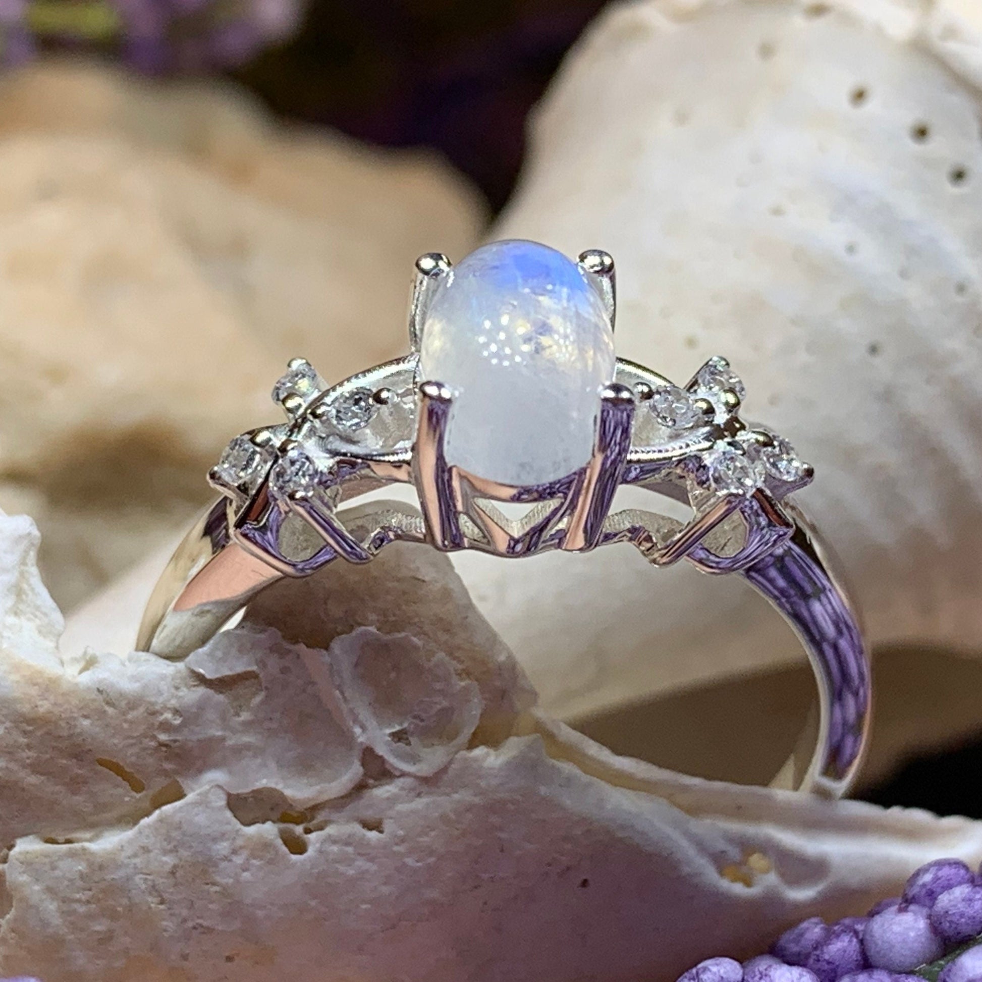 Moonstone Ring, Promise Ring, Engagement Ring, Commitment Ring, Anniversary Gift, Boho Statement Ring, Cocktail Ring, Wife Gift, Mom Gift