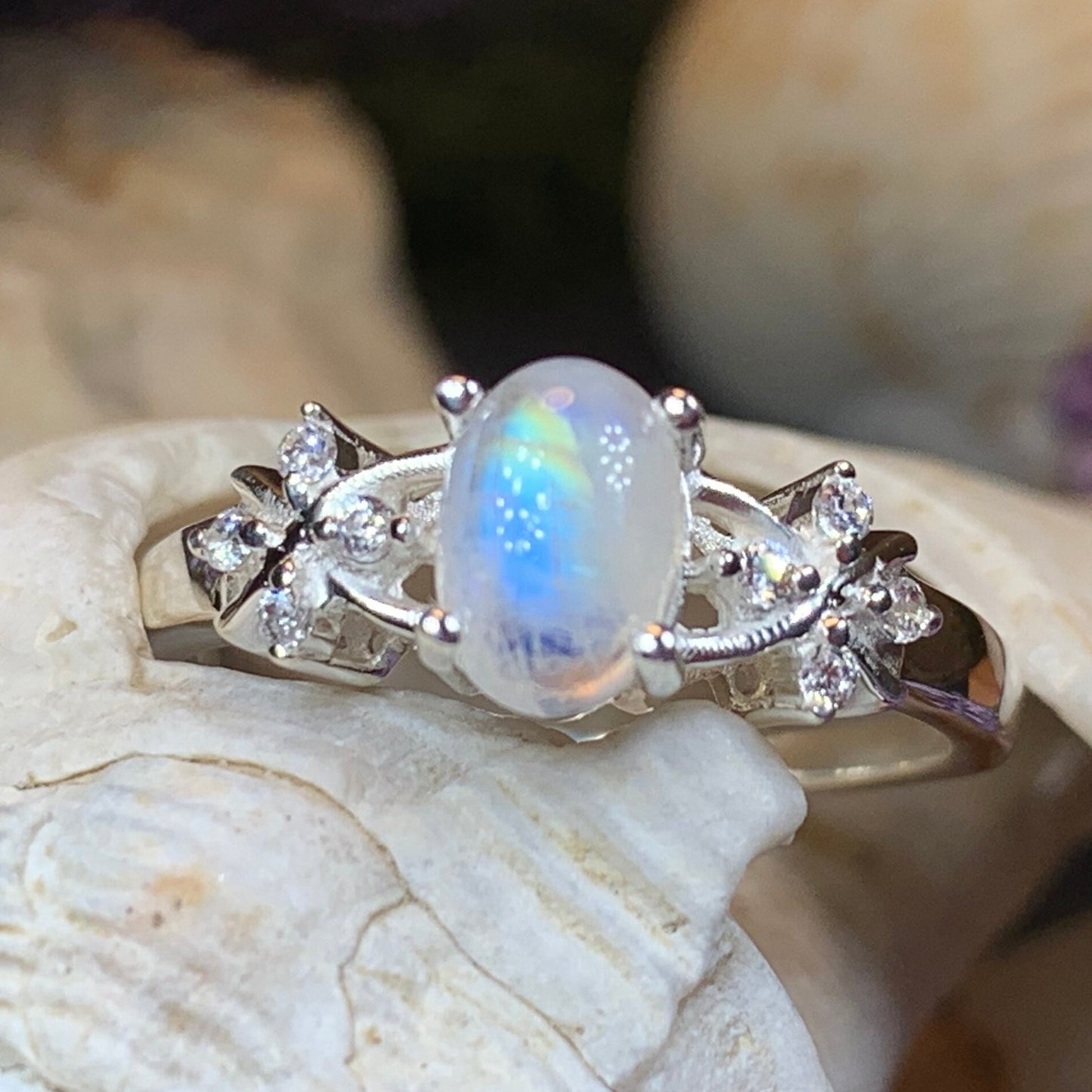Moonstone Ring, Promise Ring, Engagement Ring, Commitment Ring, Anniversary Gift, Boho Statement Ring, Cocktail Ring, Wife Gift, Mom Gift