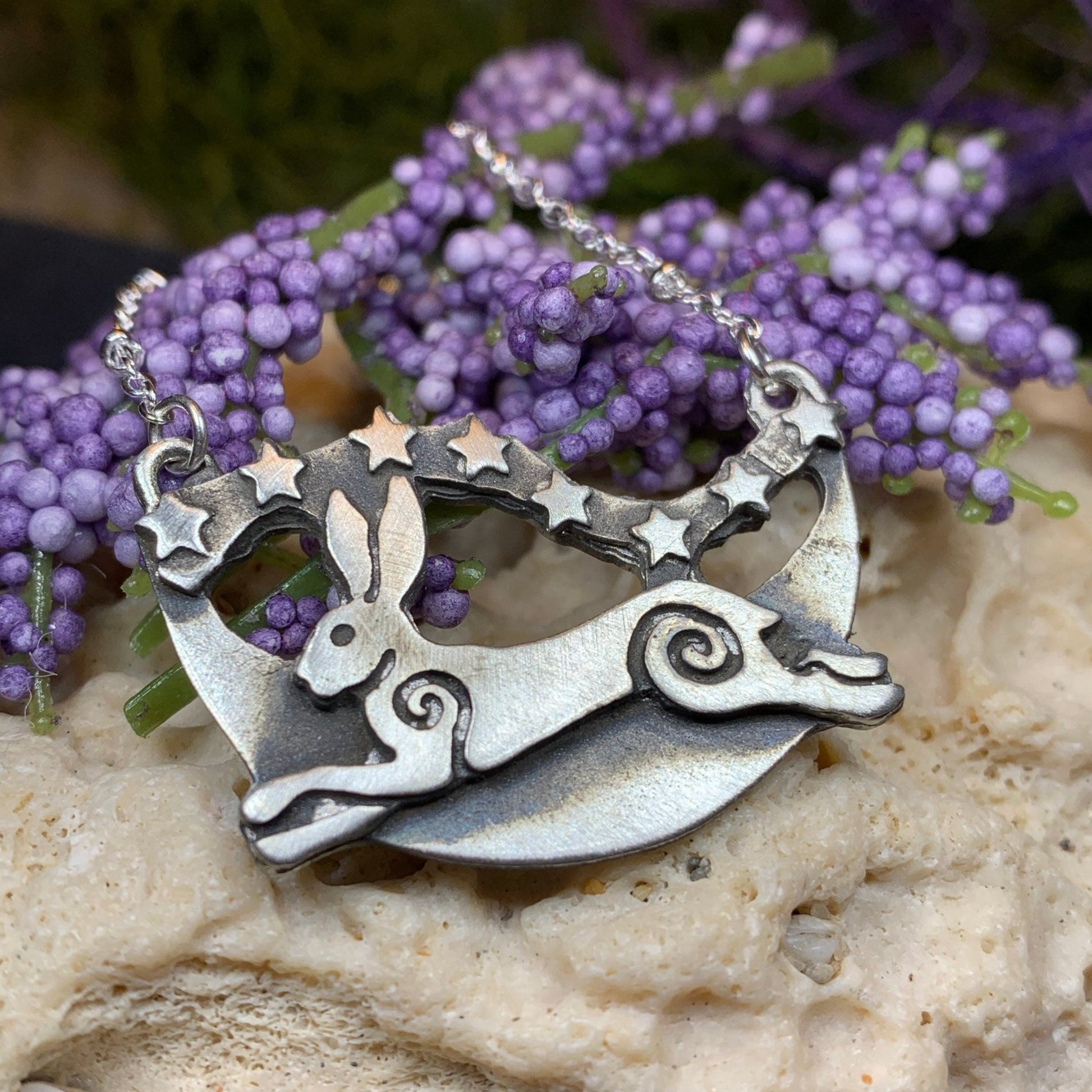 Celtic Rabbit Necklace, Nature Jewelry, Hare Jewelry, Hare Pendant, Animal Jewelry, New Beginnings, Inspirational Gift, Wife Gift, Mom Gift