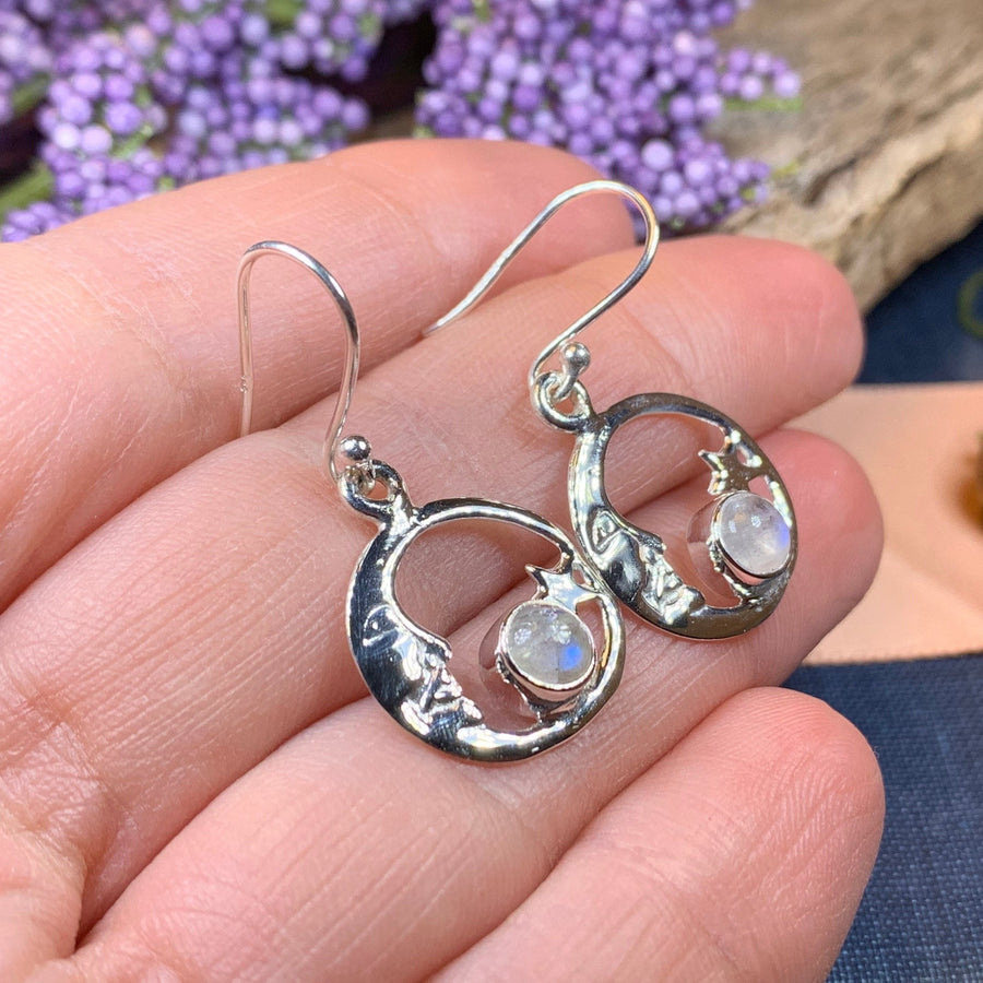 Moon Earrings, Celtic Jewelry, Celestial Jewelry, Moonstone Jewelry, Full Moon Jewelry, Moon Jewelry, Anniversary Gift, Friendship Gift