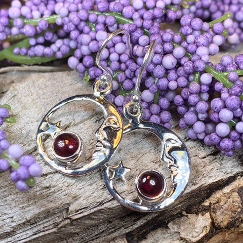 Load image into Gallery viewer, Moon Earrings, Celtic Jewelry, Celestial Jewelry, Moonstone Jewelry, Full Moon Jewelry, Moon Jewelry, Anniversary Gift, Friendship Gift
