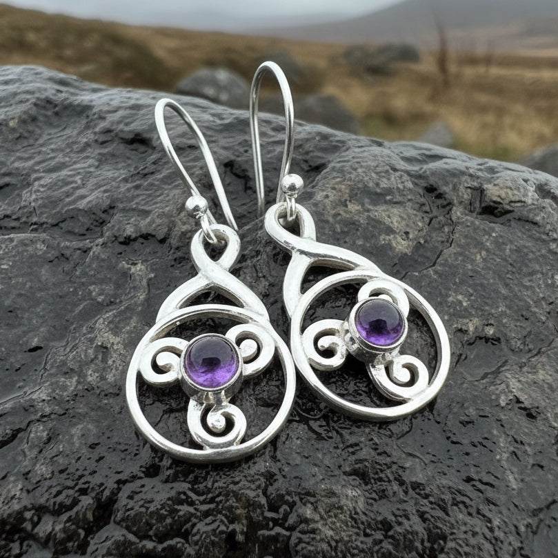 Celtic Spiral Earrings, Celtic Jewelry, Silver Triskele Earrings, Norse Jewelry, Irish Jewelry, Scotland Jewelry, Gift for Her, Mom Gift