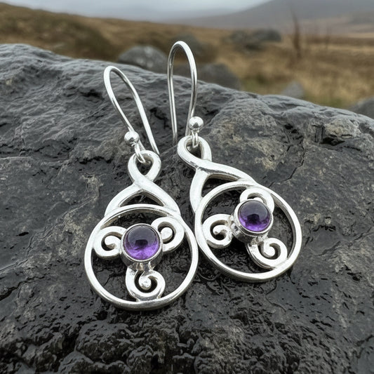 Celtic Spiral Earrings, Celtic Jewelry, Silver Triskele Earrings, Norse Jewelry, Irish Jewelry, Scotland Jewelry, Gift for Her, Mom Gift