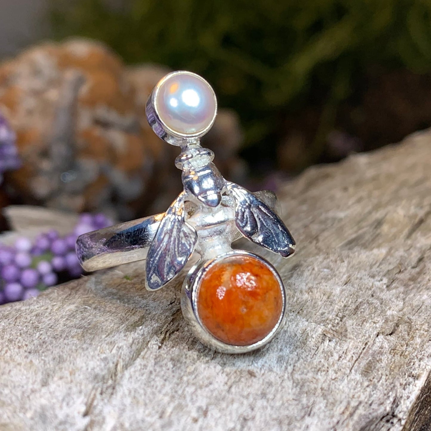 Bee Ring, Bumble Bee Ring, Insect Ring, Silver Boho Ring, Anniversary Gift, Nature Jewelry, Honey Bee Jewelry, Mojave Turquoise Ring