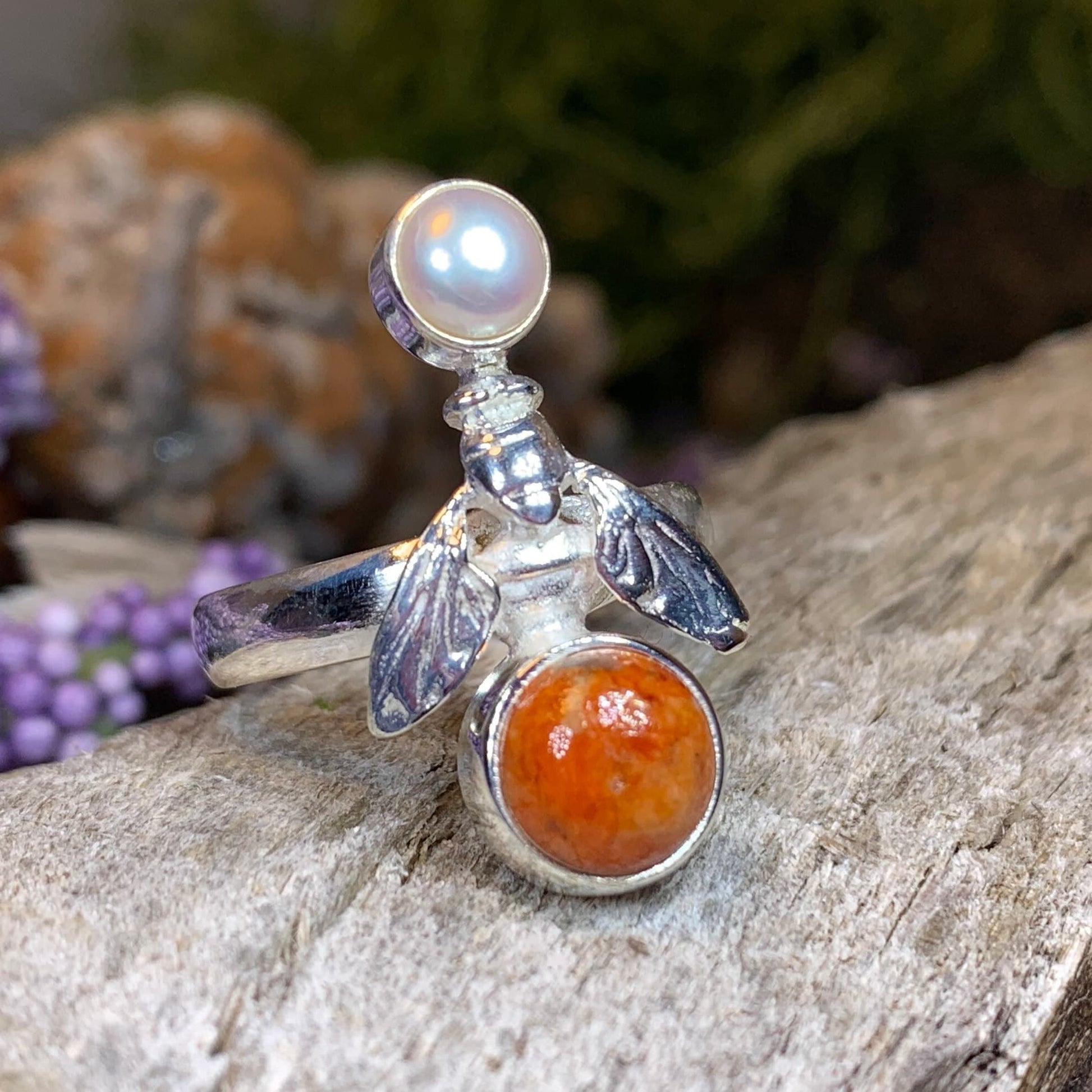 Bee Ring, Bumble Bee Ring, Insect Ring, Silver Boho Ring, Anniversary Gift, Nature Jewelry, Honey Bee Jewelry, Mojave Turquoise Ring