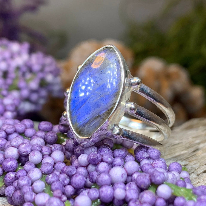 Celtic Magic Ring, Labradorite Jewelry, Boho Statement Ring, Celestial Jewelry, Celtic Jewelry, Anniversary Gift, Wiccan Jewelry, Wife Gift