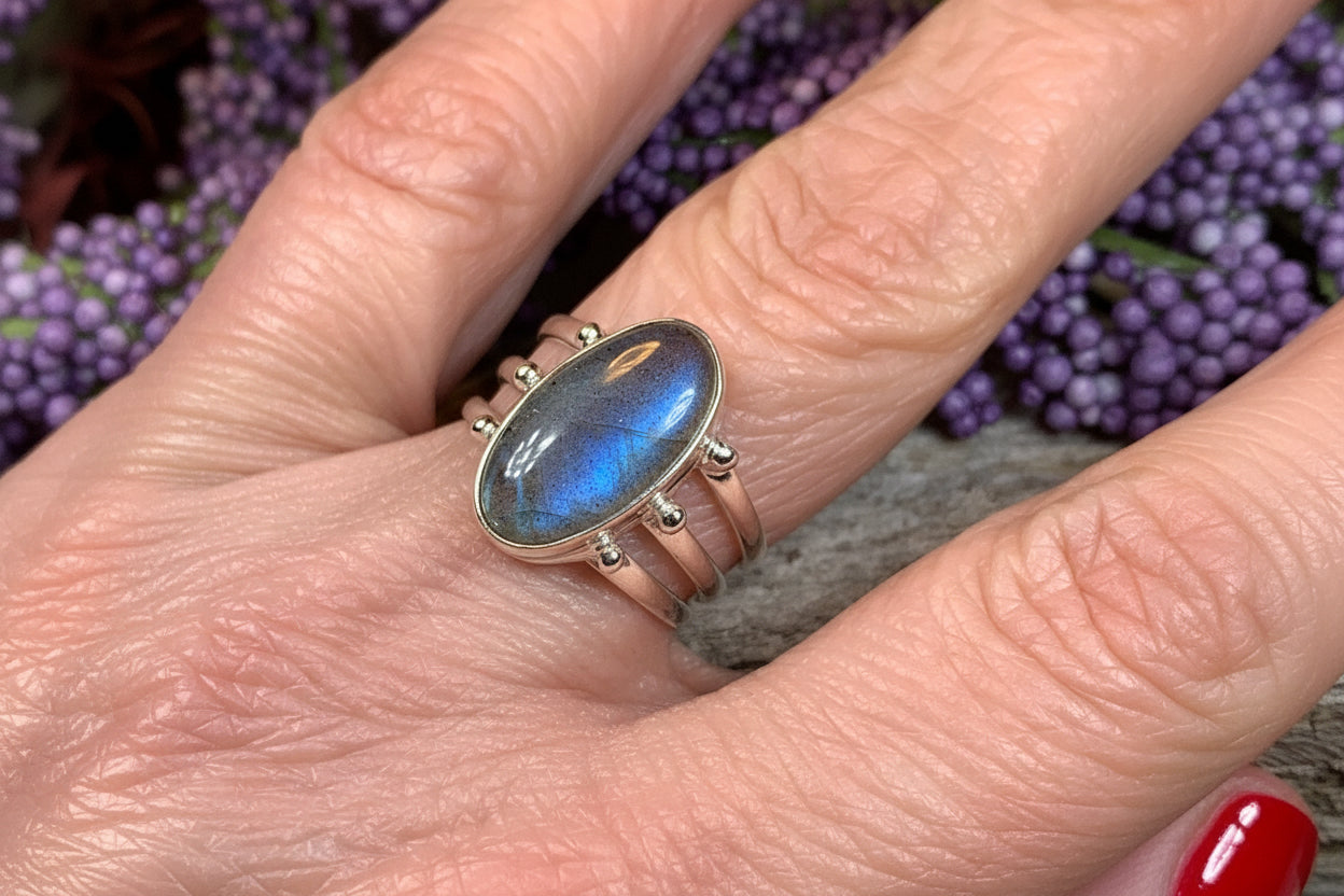 Celtic Magic Ring, Labradorite Jewelry, Boho Statement Ring, Celestial Jewelry, Celtic Jewelry, Anniversary Gift, Wiccan Jewelry, Wife Gift