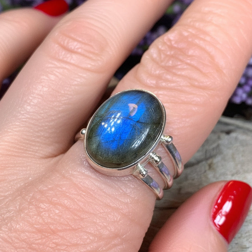 Celtic Magic Ring, Labradorite Jewelry, Boho Statement Ring, Celestial Jewelry, Celtic Jewelry, Anniversary Gift, Wiccan Jewelry, Wife Gift