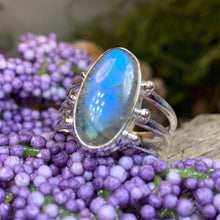 Load image into Gallery viewer, Celtic Magic Ring, Labradorite Jewelry, Boho Statement Ring, Celestial Jewelry, Celtic Jewelry, Anniversary Gift, Wiccan Jewelry, Wife Gift

