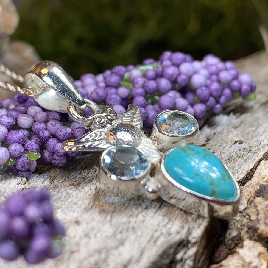 Owl Necklace, Turquoise Jewelry, Bird Pendant, Nature Jewelry, Forest Jewelry, Pagan Jewelry, Owl Lover Gift, Graduation Gift, Mom Gift