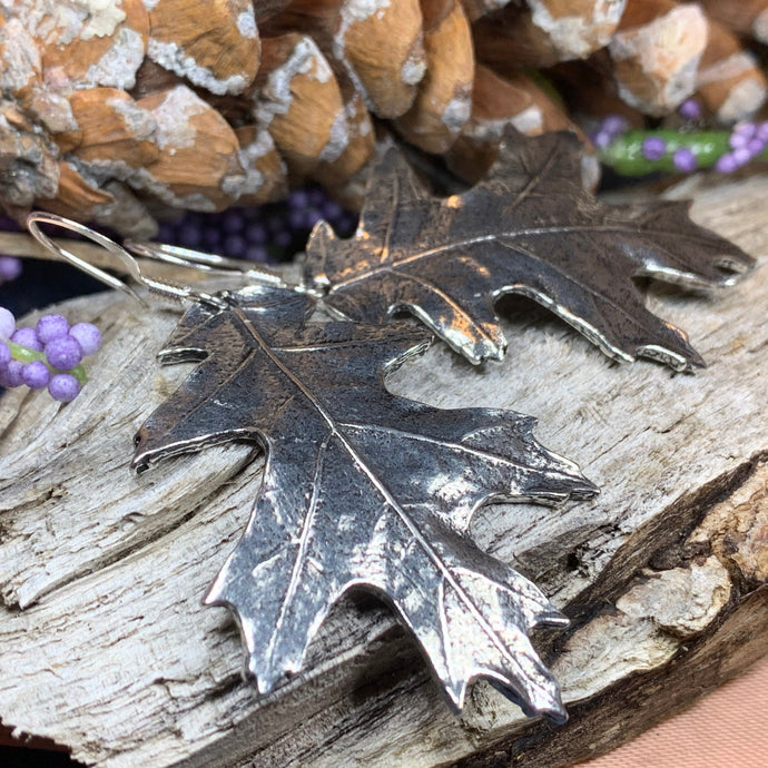 Oak Leaf Earrings, Celtic Jewelry, Nature Jewelry, Leaf Jewelry, Mom Gift, Friendship Gift, Wife Gift, Anniversary Gift, Oak Tree Jewelry