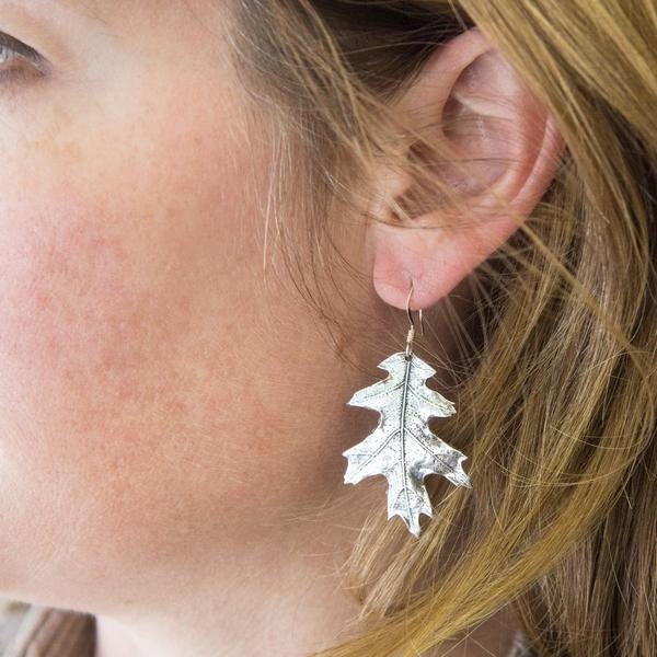 Oak Leaf Earrings, Celtic Jewelry, Nature Jewelry, Leaf Jewelry, Mom Gift, Friendship Gift, Wife Gift, Anniversary Gift, Oak Tree Jewelry