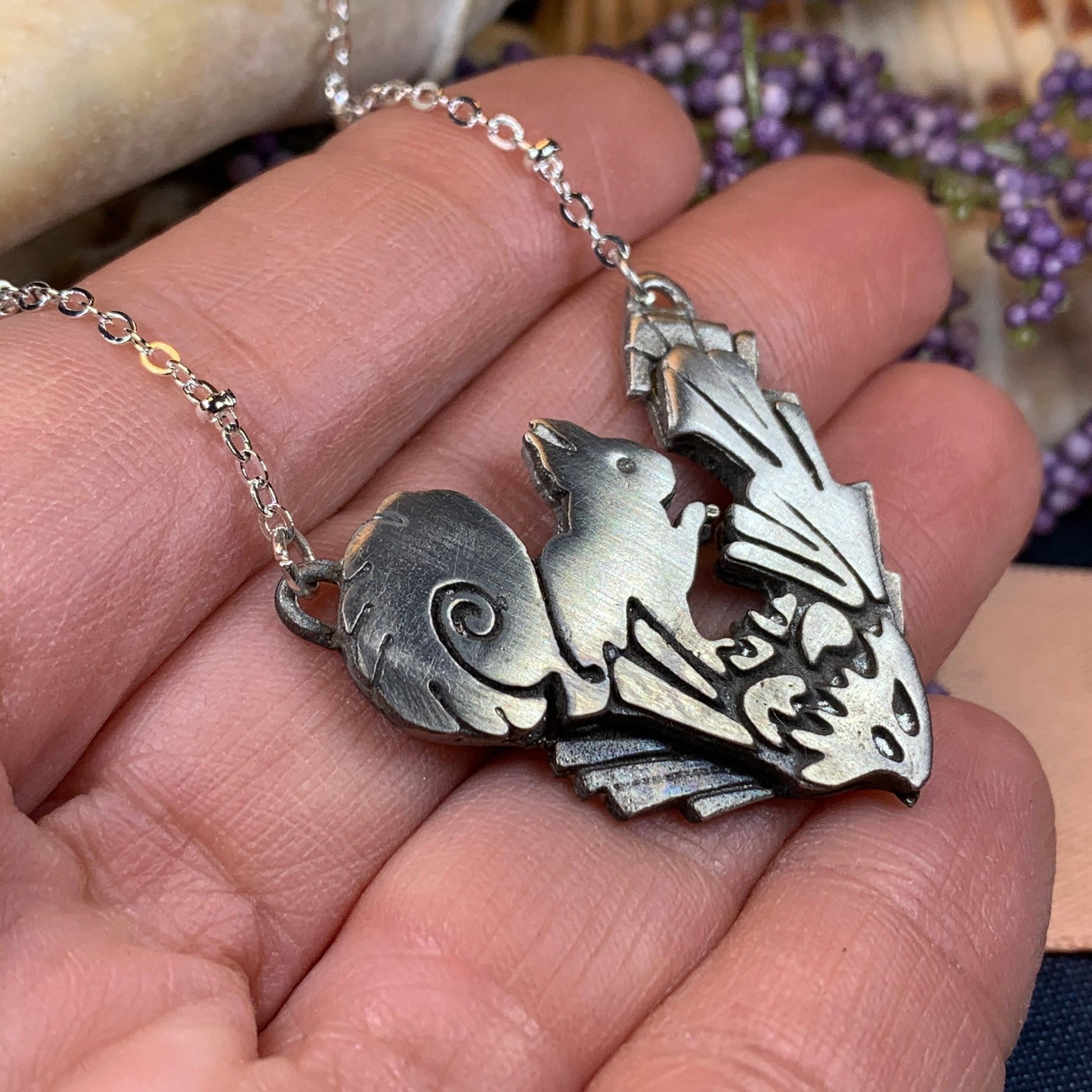 Squirrel Necklace, Nature Jewelry, Animal Jewelry, Woodland Animal Jewelry, Forest Animal Gift, Sister Gift, Wife Gift, Mom Gift, Pewter