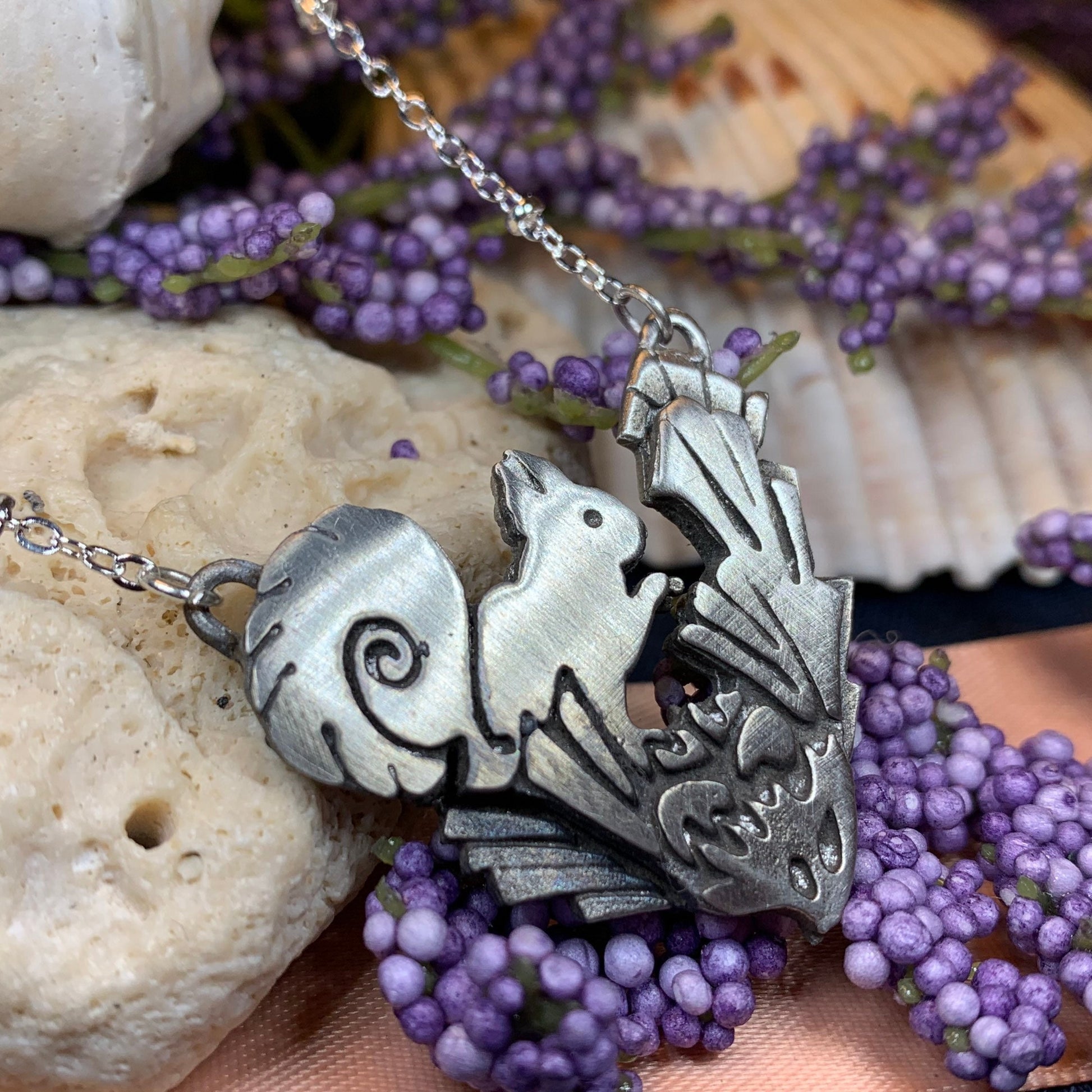 Squirrel Necklace, Nature Jewelry, Animal Jewelry, Woodland Animal Jewelry, Forest Animal Gift, Sister Gift, Wife Gift, Mom Gift, Pewter