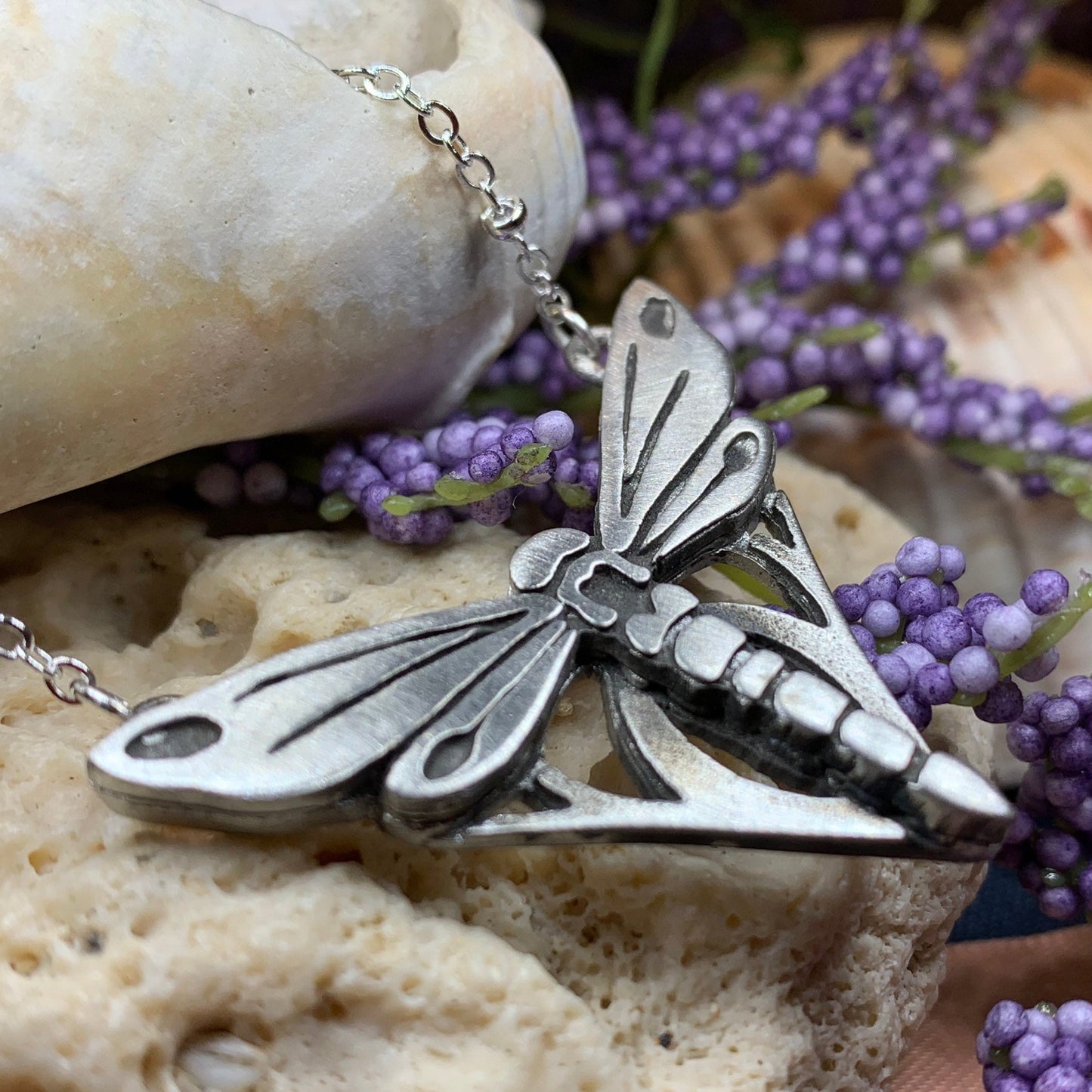 Dragonfly Necklace, Nature Jewelry, Pewter Art Deco Jewelry, Insect Jewelry, New Beginnings, Inspirational Gift, Wife Gift, Mom Gift