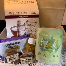 Load image into Gallery viewer, Wales Gift Box, Welsh Gift Box, Welsh Cake Mix, Wales Mug, Mother&#39;s Day Gift, New Home Gift, Get Well Gift, Thank You Gift, Easter Gift
