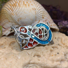 Load image into Gallery viewer, Celtic Bird Brooch, Celtic Jewelry, Irish Jewelry, Scotland Brooch, Zoomorphic Brooch, Celtic Knot Pin, Ireland Gift, Norse Pin, Enamel Pin
