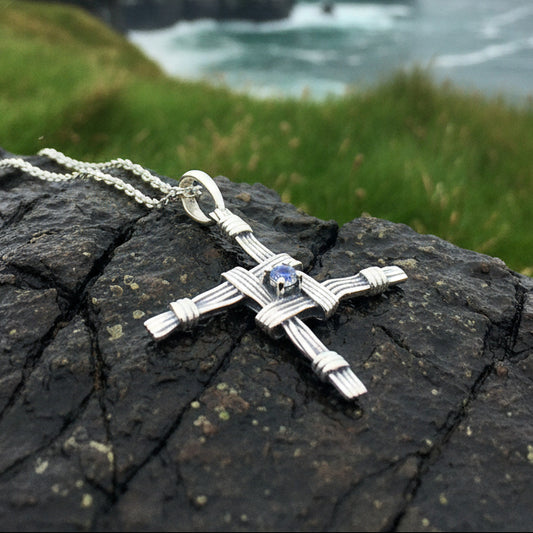 Springtime Irish Saint Brigid's Cross Necklace in Sterling Silver — view 5