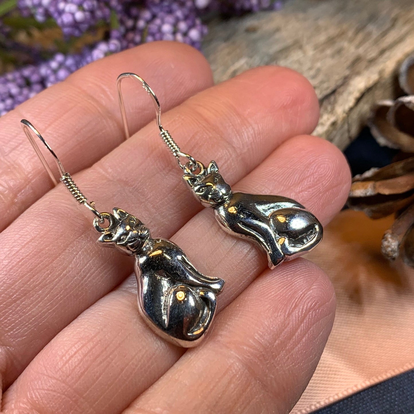 Cat Earrings, Animal Earrings, Cat Lover, Cat Mom, Animal Jewelry, Nature Jewelry, Feline, Kitty, Gift for Her, Animal Earrings