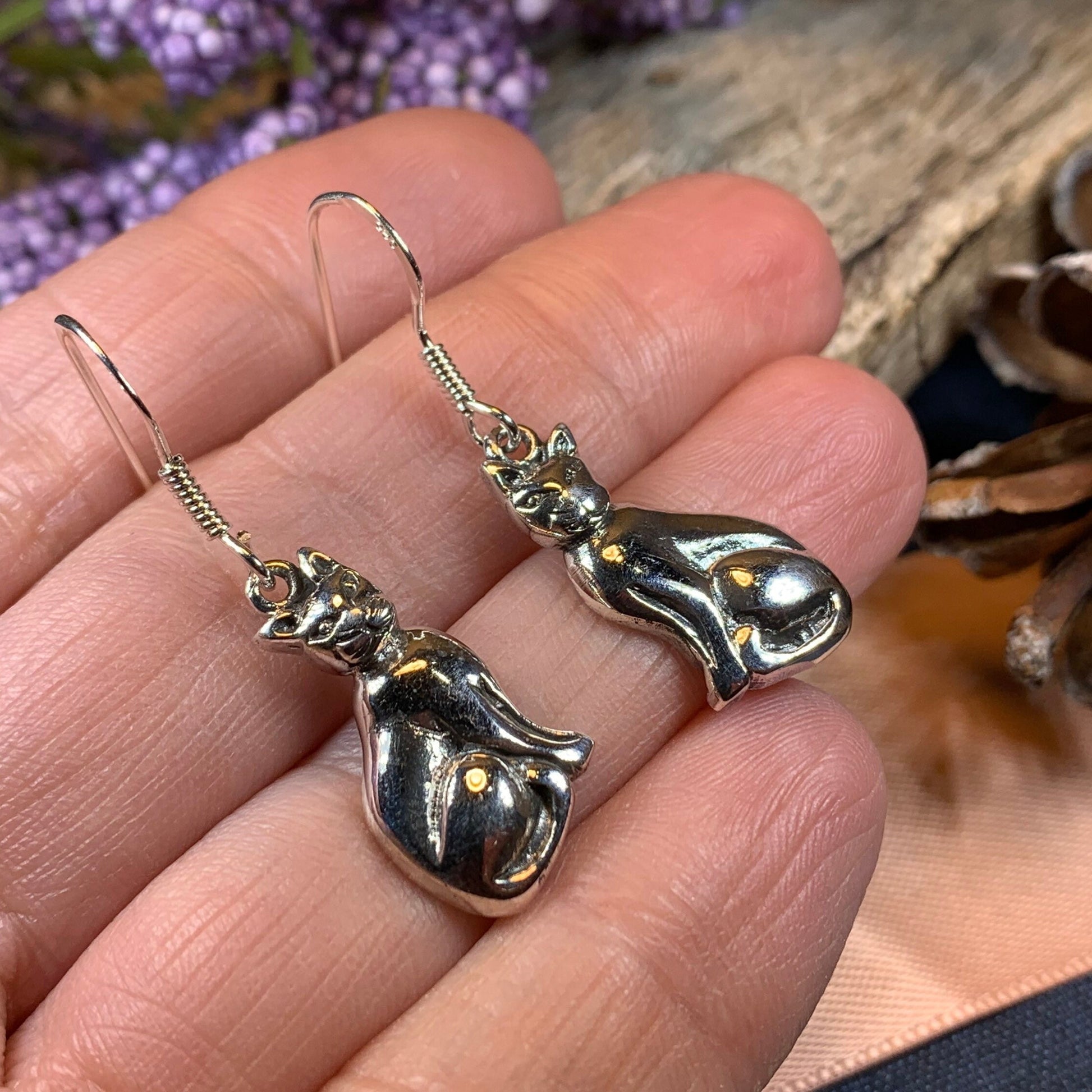 Cat Earrings, Animal Earrings, Cat Lover, Cat Mom, Animal Jewelry, Nature Jewelry, Feline, Kitty, Gift for Her, Animal Earrings