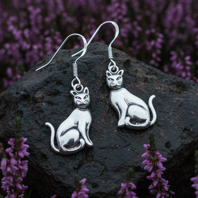Cat Earrings, Animal Earrings, Cat Lover, Cat Mom, Animal Jewelry, Nature Jewelry, Feline, Kitty, Gift for Her, Animal Earrings
