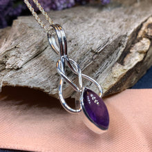 Load image into Gallery viewer, Celtic Knot Necklace, Irish Jewelry, Celtic Jewelry, Amethyst Pendant, Love Knot Jewelry, Wife Anniversary Gift, Scotland Jewelry, Mom Gift

