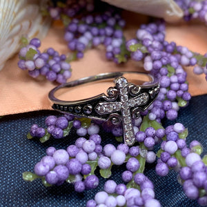 Cross Ring, Celtic Jewelry, Christian Jewelry, Diamond Cross Jewelry, Irish Ring, Confirmation Gift, Anniversary Gift, Religious Jewelry