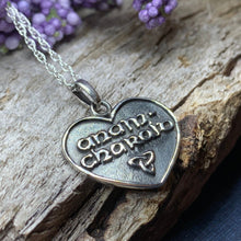 Load image into Gallery viewer, Celtic Love Necklace, Gaelic Jewelry, Scotland Jewelry, Soul Mate Pendant, Girlfriend Gift, Wife Gift, Anniversary Gift, Anam Charaid Gift
