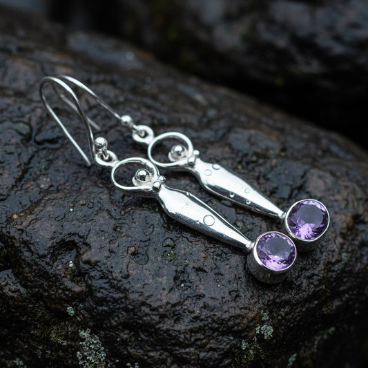 Goddess Earrings, Moon Jewelry, Goddess Jewelry, Celtic Jewelry, Garnet Jewelry, Anniversary Gift, Irish Gift, Silver Drop Earrings